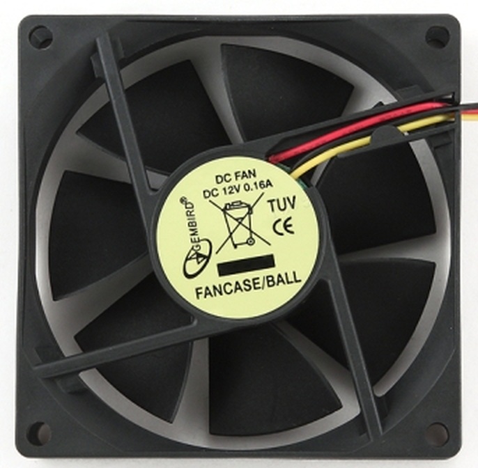 картинка Вентилятор 80 мм Gembird Fancase/Ball (80*80*25, подшипник, 3 pin, провод 30 см) от магазина Альфанит в Кунгуре