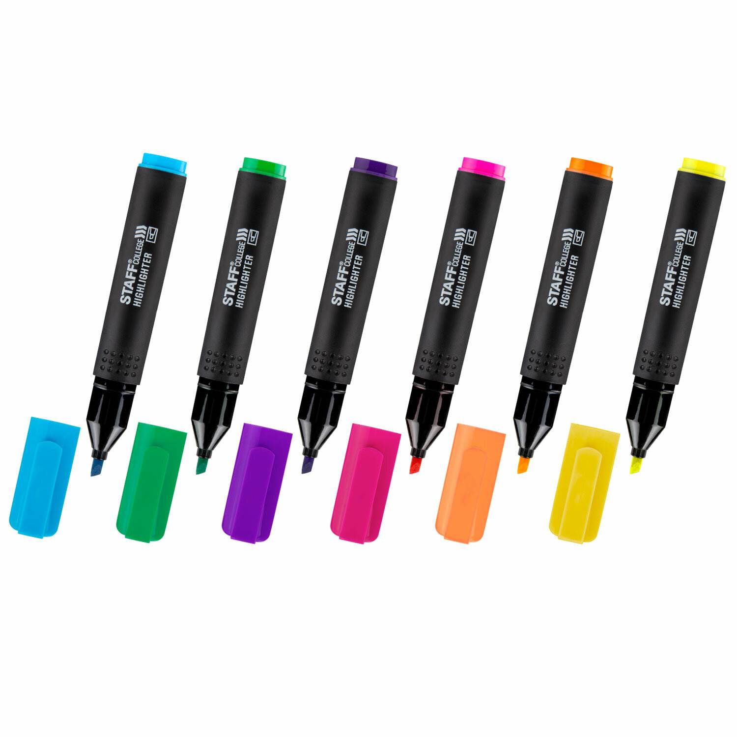 картинка Набор текстовыделителей, 6 шт, 6 цв, 1-4 мм, скошенный, "College stick neon", STAFF, 152534 от магазина Альфанит в Кунгуре