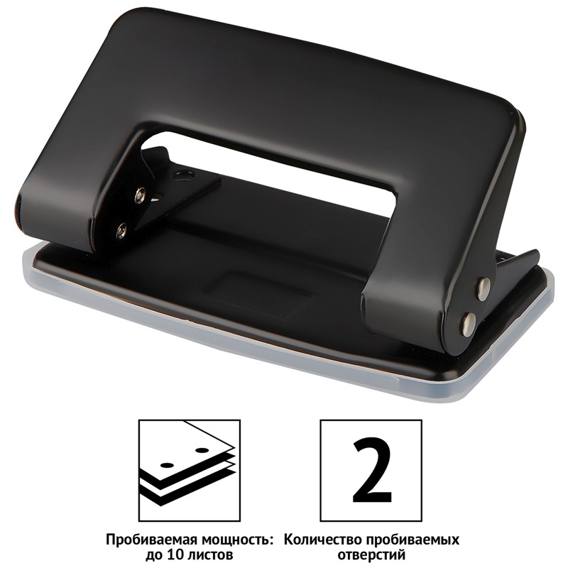 картинка Дырокол, 2 отверстия, на 10 л, металл, черный, OfficeSpace, P201BL_436 от магазина Альфанит в Кунгуре