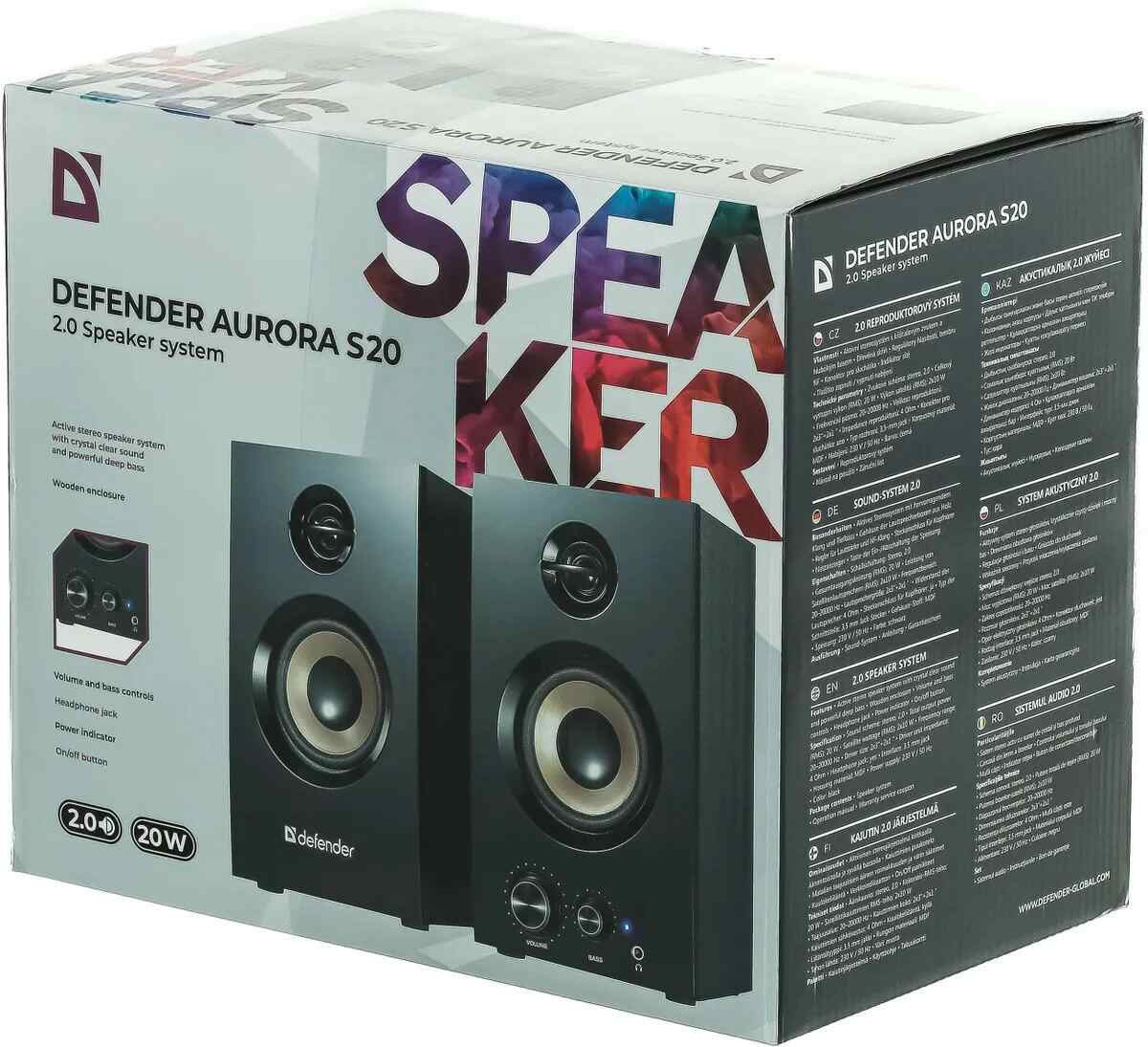 картинка Акустическая система 2.0 Defender Aurora-S20, 2*10Вт, черный, 645419 от магазина Альфанит в Кунгуре