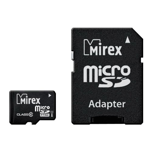 картинка Карта памяти micro-SDHC Mirex 16 GB Class 10, с адаптером UHS-I, 13613-ADSUHS16 от магазина Альфанит в Кунгуре